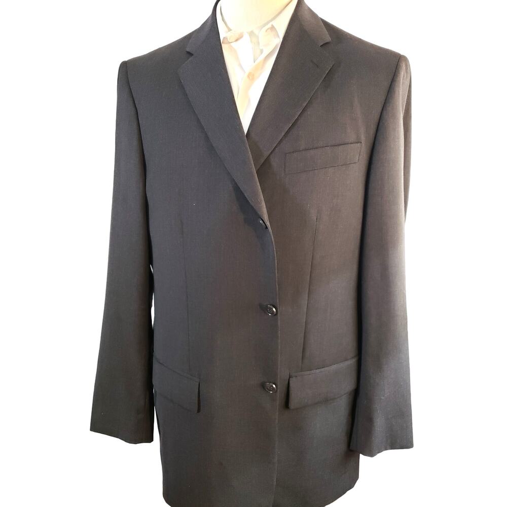 mens sport coat 44L suit jacket 44 long blazer gray Italian 3 buttons